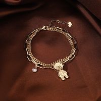 Cartoon Style Japanese Style Simple Style Bear Copper Plating Inlay Zircon 18k Gold Plated Bracelets main image 3