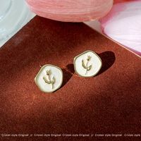 1 Pair Simple Style Round Inlay Alloy Opal Drop Earrings sku image 5