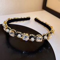 Women's Retro Square Alloy Inlay Pearl Zircon Hair Band sku image 5