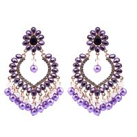 Elegant Ethnic Style Water Droplets Imitation Pearl Alloy Inlay Rhinestones Women's Chandelier Earrings sku image 2