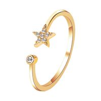Korea Diamond Rings Sweet Simple Five-pointed Star Ring Fresh Wild Diamond-set Star Opening Women Ring Literary Jewelry Wholesale Nihaojewelry sku image 3