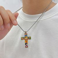 Casual Cross 304 Stainless Steel Enamel Men'S Pendant Necklace main image 1