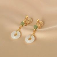 Wholesale Jewelry 1 Pair Chinoiserie Round Bow Knot Alloy Rhinestones Pearl Drop Earrings Ear Clips sku image 16