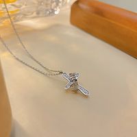 304 Stainless Steel Elegant French Style Cross Crown Pendant Necklace main image 4