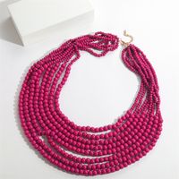 De Base Style Moderne Style Classique Couleur Unie Perles De Bois De Gros Collier main image 4