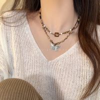 Simple Style Heart Shape Alloy Copper Plating Inlay Artificial Pearls Women's Layered Necklaces sku image 54