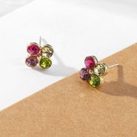 1 Pair Commute Korean Style Geometric Inlay Alloy Zircon Ear Studs main image 2