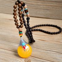 Fashion Round Fish Alloy Wooden Beads Beaded Women's Sweater Chain sku image 6