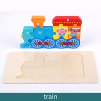 Wooden Animal Traffic Shape Matching 3d Puzzle Children's Educational Toys Wholesale sku image 1