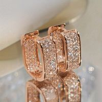 Shiny U Shape Copper Inlay Zircon Earrings 1 Pair sku image 1