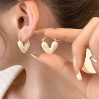 Fashion Heart Shape Butterfly Bow Knot Copper Inlay Artificial Pearls Shell Zircon Earrings 1 Pair sku image 7