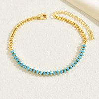 Casual Beach Korean Style Rhombus 18k Gold Plated Zircon Copper Wholesale Anklet main image 2