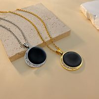Lady Simple Style Circle Titanium Steel Artificial Gemstones Pendant Necklace In Bulk main image 3