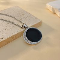 Lady Simple Style Circle Titanium Steel Artificial Gemstones Pendant Necklace In Bulk main image 5