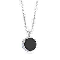 Lady Simple Style Circle Titanium Steel Artificial Gemstones Pendant Necklace In Bulk sku image 1