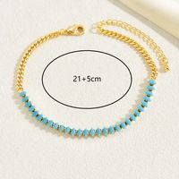 Casual Beach Korean Style Rhombus 18k Gold Plated Zircon Copper Wholesale Anklet sku image 2