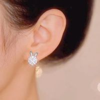 Fashion Heart Shape Butterfly Bow Knot Copper Inlay Artificial Pearls Shell Zircon Earrings 1 Pair sku image 18