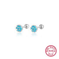 1 Pair Lady Flower Inlay Sterling Silver Zircon 18k Gold Plated White Gold Plated Ear Studs sku image 9