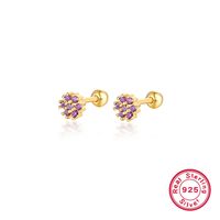 1 Pair Lady Flower Inlay Sterling Silver Zircon 18k Gold Plated White Gold Plated Ear Studs main image 6