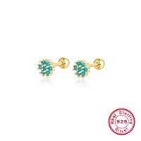 1 Pair Lady Flower Inlay Sterling Silver Zircon 18k Gold Plated White Gold Plated Ear Studs main image 5