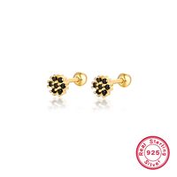 1 Pair Lady Flower Inlay Sterling Silver Zircon 18k Gold Plated White Gold Plated Ear Studs sku image 11