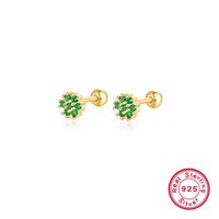 1 Pair Lady Flower Inlay Sterling Silver Zircon 18k Gold Plated White Gold Plated Ear Studs main image 2