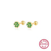 1 Pair Lady Flower Inlay Sterling Silver Zircon 18k Gold Plated White Gold Plated Ear Studs sku image 2