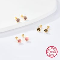 1 Pair Lady Flower Inlay Sterling Silver Zircon 18k Gold Plated White Gold Plated Ear Studs main image 9
