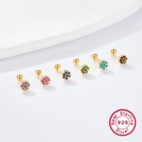 1 Pair Lady Flower Inlay Sterling Silver Zircon 18k Gold Plated White Gold Plated Ear Studs main image 1