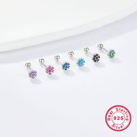 1 Pair Lady Flower Inlay Sterling Silver Zircon 18k Gold Plated White Gold Plated Ear Studs main image 10