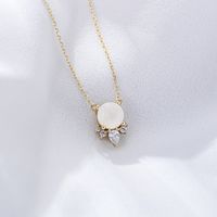 Ig Style Round Sterling Silver Plating Inlay Natural Stone 14k Gold Plated Rhodium Plated Pendant Necklace main image 1