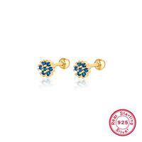 1 Pair Lady Flower Inlay Sterling Silver Zircon 18k Gold Plated White Gold Plated Ear Studs sku image 4