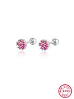 1 Pair Lady Flower Inlay Sterling Silver Zircon 18k Gold Plated White Gold Plated Ear Studs sku image 6