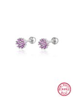 1 Pair Lady Flower Inlay Sterling Silver Zircon 18k Gold Plated White Gold Plated Ear Studs sku image 7