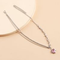 Simple Style Commute Heart Shape Alloy Inlay Zircon Women's Pendant Necklace sku image 1