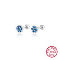 1 Pair Lady Flower Inlay Sterling Silver Zircon 18k Gold Plated White Gold Plated Ear Studs sku image 10