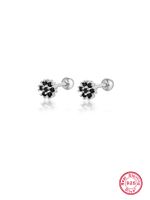 1 Pair Lady Flower Inlay Sterling Silver Zircon 18k Gold Plated White Gold Plated Ear Studs sku image 5