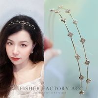 Fashion Flower Alloy Plating Inlay Artificial Gemstones Hair Band 1 Piece sku image 4