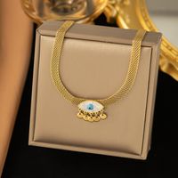 304 Stainless Steel 18K Gold Plated Streetwear Plating Inlay Eye Acrylic Resin Layered Necklaces Pendant Necklace sku image 4