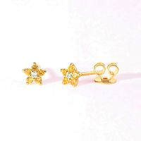 1 Pair Simple Style Flower Plating Inlay Copper Zircon White Gold Plated Gold Plated Ear Studs main image 5