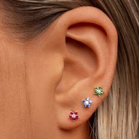 1 Pair Simple Style Flower Plating Inlay Copper Zircon White Gold Plated Gold Plated Ear Studs main image 1