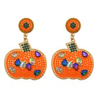 1 Pair Exaggerated Funny Novelty Pumpkin Alloy Drop Earrings sku image 4