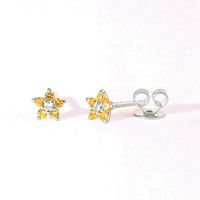 1 Pair Simple Style Flower Plating Inlay Copper Zircon White Gold Plated Gold Plated Ear Studs sku image 10