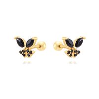 1 Pair Cute Simple Style Butterfly Plating Inlay Copper Zircon White Gold Plated Gold Plated Ear Studs main image 5