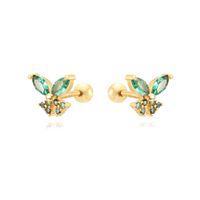 1 Pair Cute Simple Style Butterfly Plating Inlay Copper Zircon White Gold Plated Gold Plated Ear Studs main image 3