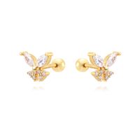 1 Pair Cute Simple Style Butterfly Plating Inlay Copper Zircon White Gold Plated Gold Plated Ear Studs main image 2