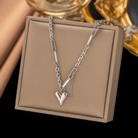 Wholesale Sweet Simple Style Heart Shape Titanium Steel Plating Chain 18k Gold Plated Bracelets Necklace sku image 3