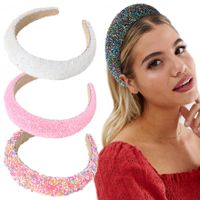 Simple Style Solid Color Plastic Resin Inlay Rhinestones Hair Band main image 4