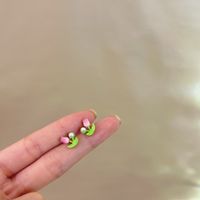 Cute Moon Flower Alloy Stoving Varnish Women's Ear Studs 1 Pair sku image 31