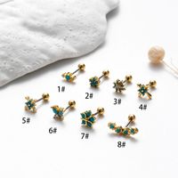 1 Piece Vintage Style French Style Simple Style Flower Butterfly Snowflake Plating Inlay Copper Zircon Cartilage Earrings main image 10